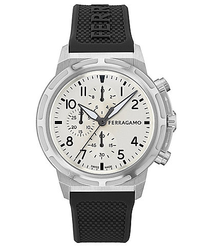 Salvatore Ferragamo Men's Ferragamo Sport Chronograph Black Silicone Strap Watch