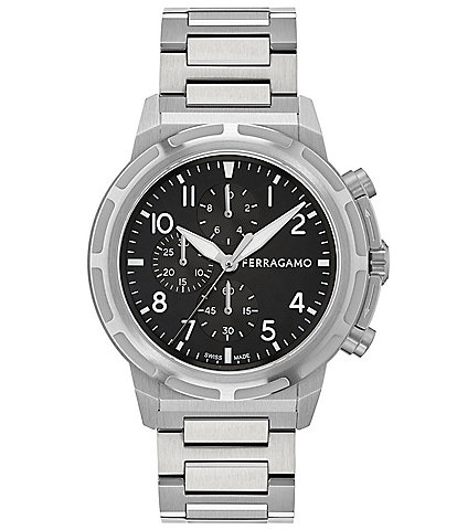 Salvatore Ferragamo Men's Ferragamo Sport Chronograph Stainless Steel Bracelet Watch