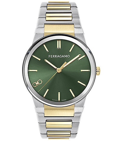 Salvatore Ferragamo Men's Infinity Sapphire Quartz Analog Two Tone Stainless Steel Bracelet Watch