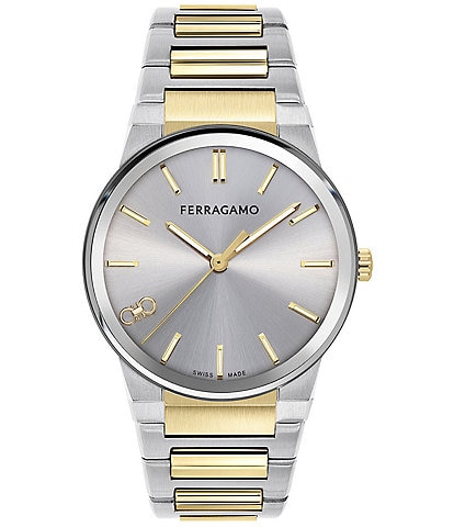 Salvatore Ferragamo Men's Infinity Sapphire Quartz Analog Two Tone Stainless Steel Bracelet Watch