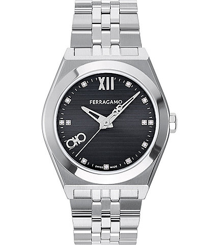 Salvatore Ferragamo Men's New Diamond Quartz Analog Two Tone Stainless Steel Bracelet Watch