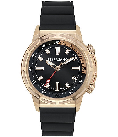 Salvatore Ferragamo Men's Nima Analog Black Silicone Strap Watch