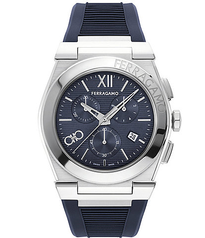 Salvatore Ferragamo Men's Vega Chrono Blue Silicone Strap Watch