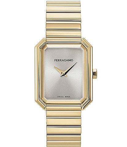 Salvatore Ferragamo Women's Crystal Quartz Analog Gold Tone Stainless Steel Bracelet Watch