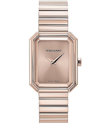 Salvatore Ferragamo Women's Crystal Quartz Analog Rose Gold Tone Stainless Steel Bracelet Watch