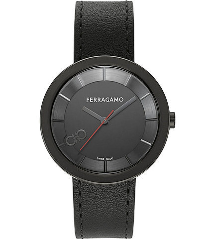 Salvatore Ferragamo Women's Curve V2 Quartz Analog Black Leather Strap Watch