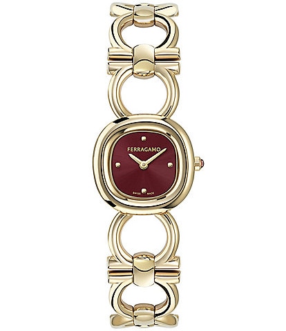 Salvatore Ferragamo Women's Double Gancini Quartz Analog Gold Tone Stainless Steel Bracelet Watch