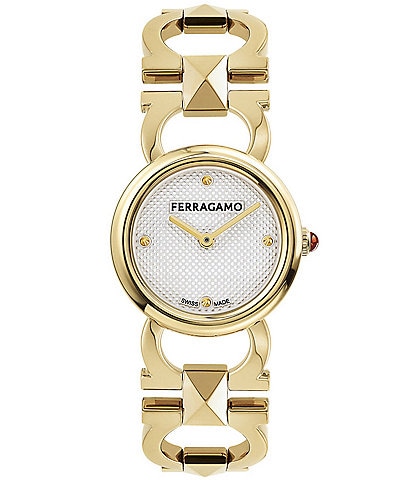 Salvatore Ferragamo Women's Double Gancini Stud Gold Stainless Steel Bracelet Watch