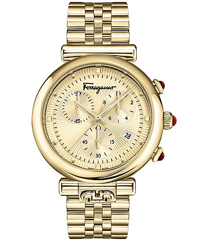 Salvatore Ferragamo Women's Ferragamo Ora Moonphase Quartz Chronograph Gold Stainless Steel Bracelet Watch
