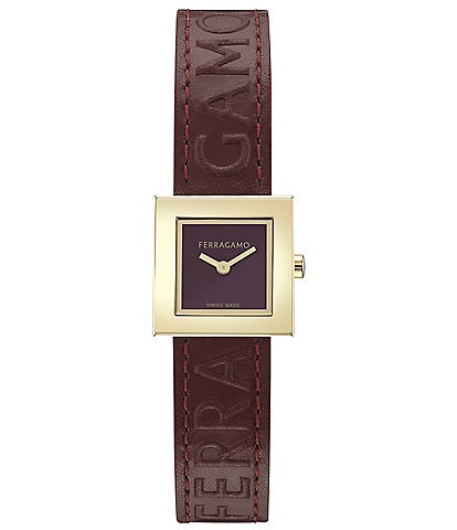 Salvatore Ferragamo Women's Ferragamo Portrait Analog Burgundy Leather Strap Watch