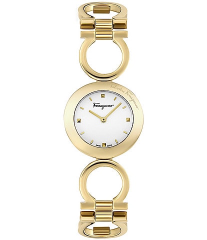 Salvatore Ferragamo Women's Gancini Two Hand Quartz Gold Stainless Steel Bracelet Watch