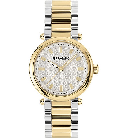 Salvatore Ferragamo Women's Softy Quartz Analog Two Tone Stainless Steel Bracelet Watch
