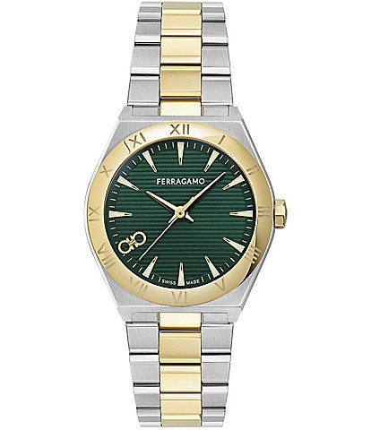 Salvatore Ferragamo Women's Vega Upper East Chronograph Two Tone Stainless Steel Bracelet Watch