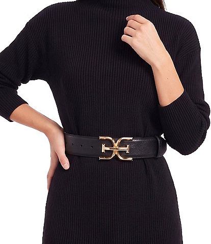Sam Edelman 1.5#double; EE Leather Logo Belt