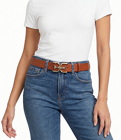 Sam Edelman 33mm Leather Logo Plaque Belt