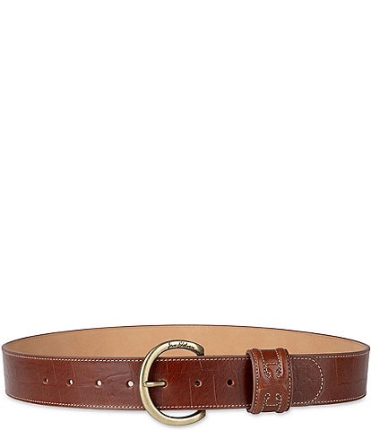 Sam Edelman 40mm Oval Crocodile Embossed Wide Leather Belt