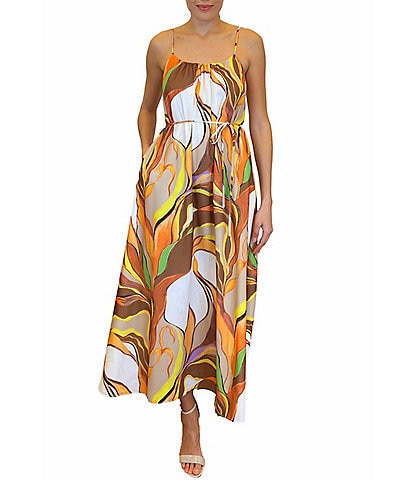 Sam Edelman Abstract Print Square Neck Sleeveless Maxi Dress