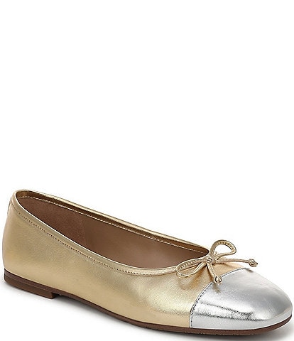 Sam Edelman Alie Cap Toe Metallic Leather Bow Ballet Flats