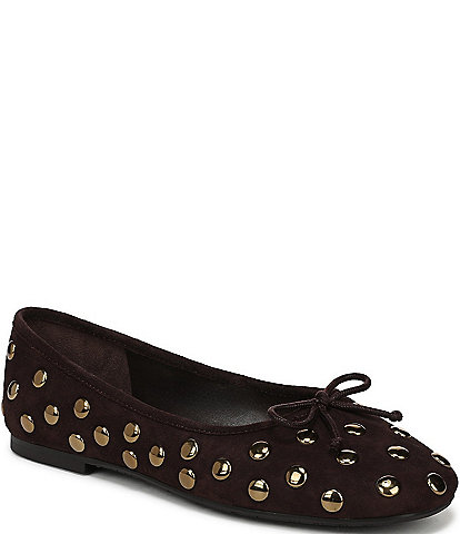 Sam Edelman Alie Studded Suede Bow Detail Ballet Flats