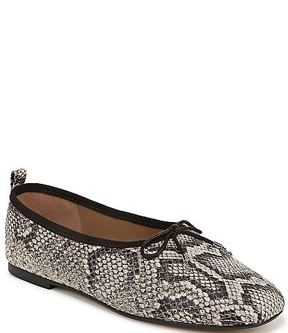 Sam Edelman Ari Snake Print Leather Bow Detail Flats