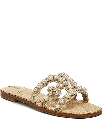 Sam Edelman Bay 22 Double E Pearl Embellished Slide Sandals