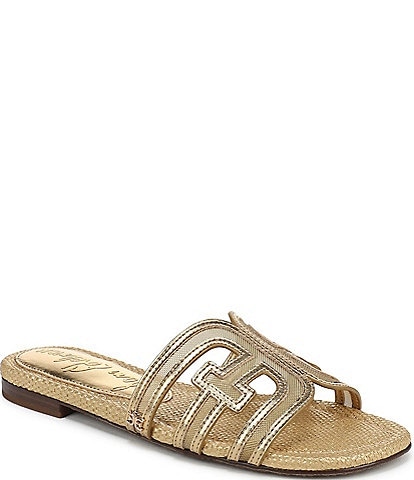 Sam Edelman Bay Metallic Mesh Double E Logo Slide Sandals