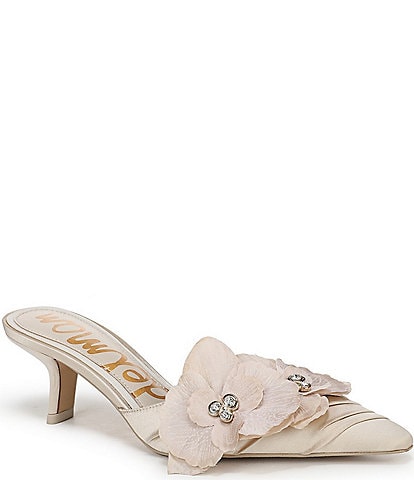 Sam Edelman Bella Silk Floral Embellished Pointed Toe Dress Mules