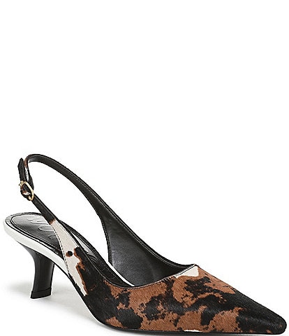 Sam Edelman Bianka Cow Print Calf Hair Pointed Toe Slingback Pumps