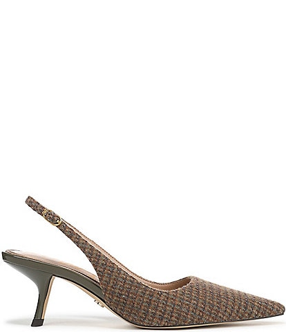 Sam Edelman Bianka Plaid Fabric Pointed Toe Slingback Pumps