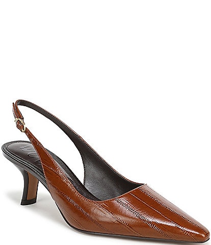 Sam Edelman Bianka Polished Eel Print Leather Pointed Toe Slingback Pumps