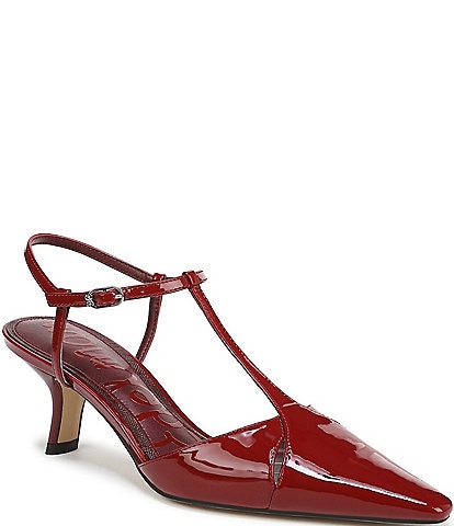 Sam Edelman Briella Patent Leather T-Strap Pointed Toe Dress Pumps