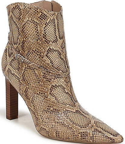 Sam Edelman Cambri Python Print Leather Point Toe Dress Booties