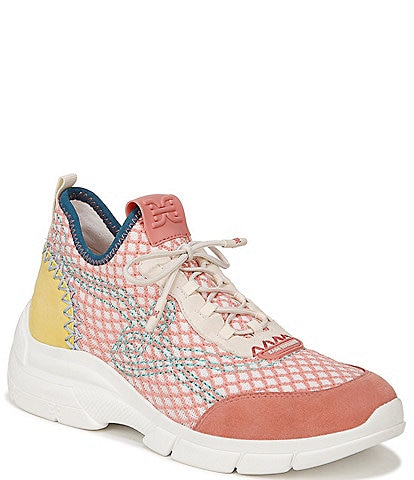 Sam Edelman Chelsie Stretch-Knit and Suede Logo Sneakers