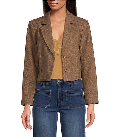 Sam Edelman Cropped Collared Long Sleeve Jacket