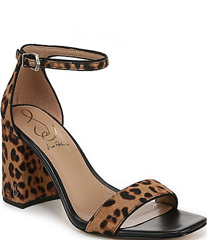 Sam Edelman Daniella Leopard Print Calf Hair Ankle Strap Dress Sandals