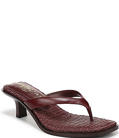Sam Edelman Dollie Leather Woven Kitten Heel Thong Sandals