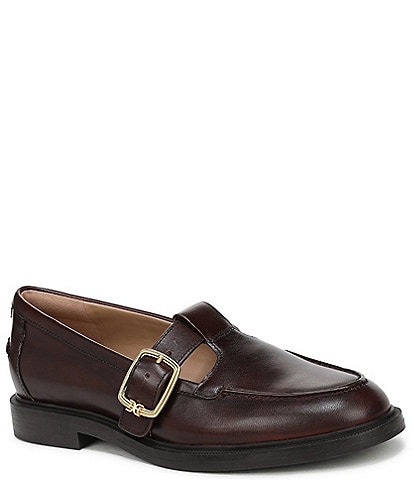 Sam Edelman Elaina Leather T Strap Oversize Buckle Slip Mary Jane Loafers