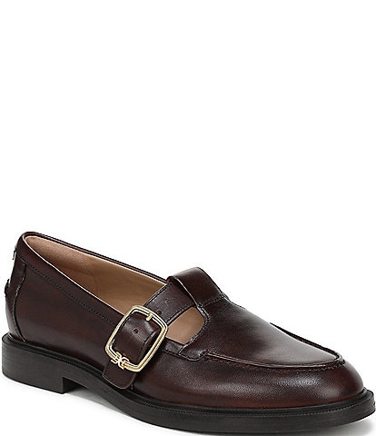 Sam Edelman Elaina Leather T Strap Oversize Buckle Hardware Mary Jane Loafers