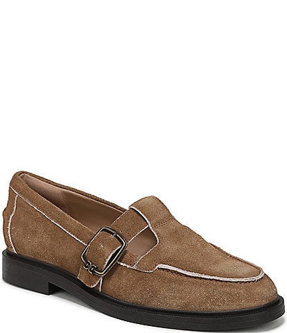 Sam Edelman Elaina Suede T Strap Oversize Buckle Mary Jane Flat Loafers