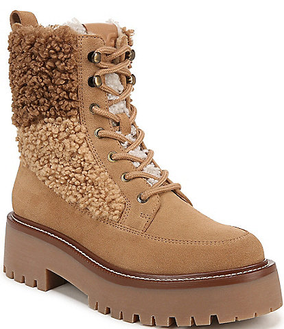 Sam Edelman Elliot Faux Shearling Suede Chunky Lug Sole Zip Up Booties