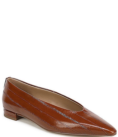 Sam Edelman Emory Polished Leather Eel Print Ballet Flats