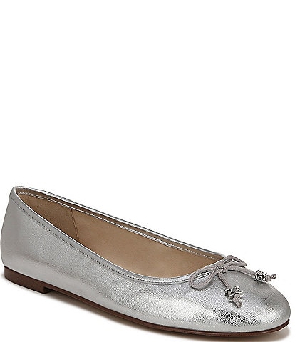 Sam Edelman Felicia Luxe Metallic Leather Bow Detail Ballet Flats