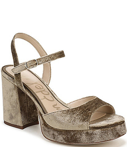 Sam Edelman Fleur Velvet Ankle Strap Platform Dress Sandals