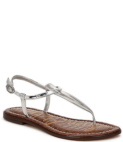 Sam Edelman Gigi Metallic Flat T-Strap Thong Sandals