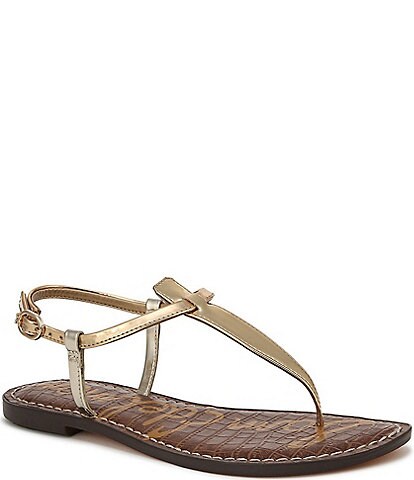 Sam Edelman Gigi Metallic T-Strap Flat Sandals