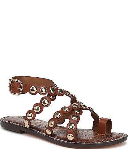 Sam Edelman Gloria Embellished Leather Flat Thong Sandals