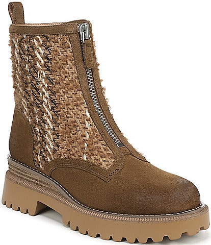 Sam Edelman Grove Weave and Suede Center Zip Lug Booties