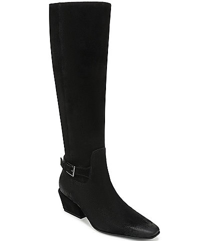 Sam Edelman Haisley Suede Buckle Strap Snip Toe Tall Boots