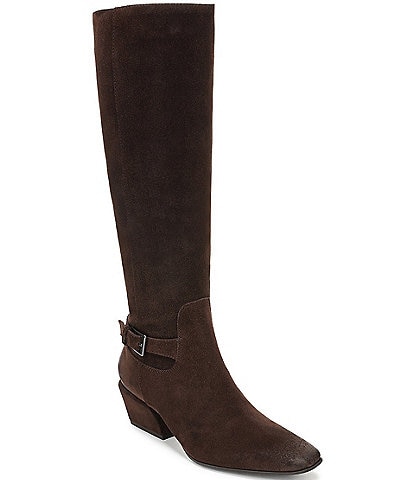 Sam Edelman Haisley Suede Buckle Strap Snip Toe Tall Boots