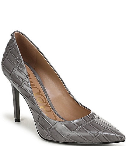 Sam Edelman Hazel Crocodile Embossed Leather Pointed Toe Pumps